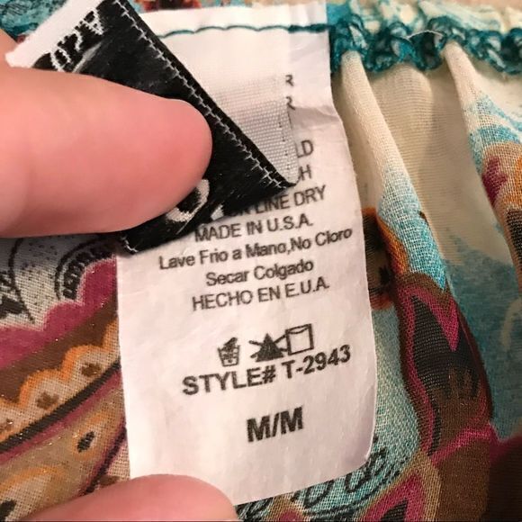 FREE Women's Blouse Top Boat Neck 3/4 Sleeve Paisley Floral Multicolor‎ Medium - Picture 2 of 2